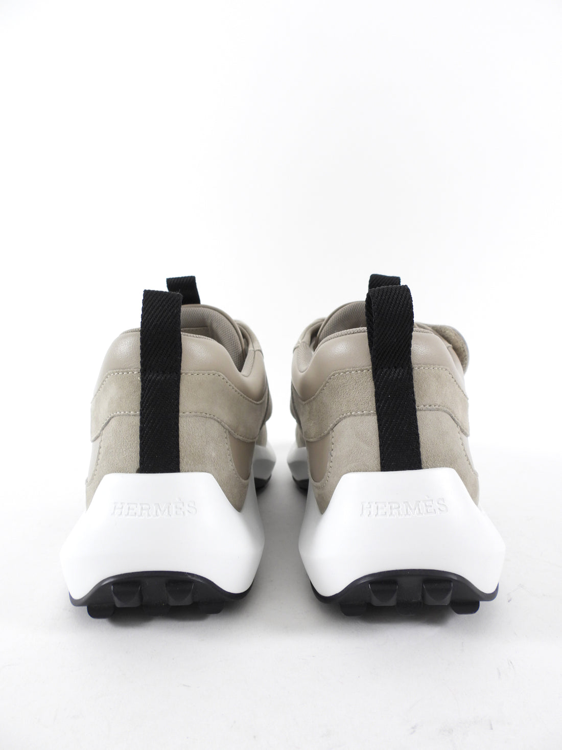 Hermes Grey Leather Loop Sneakers - 37