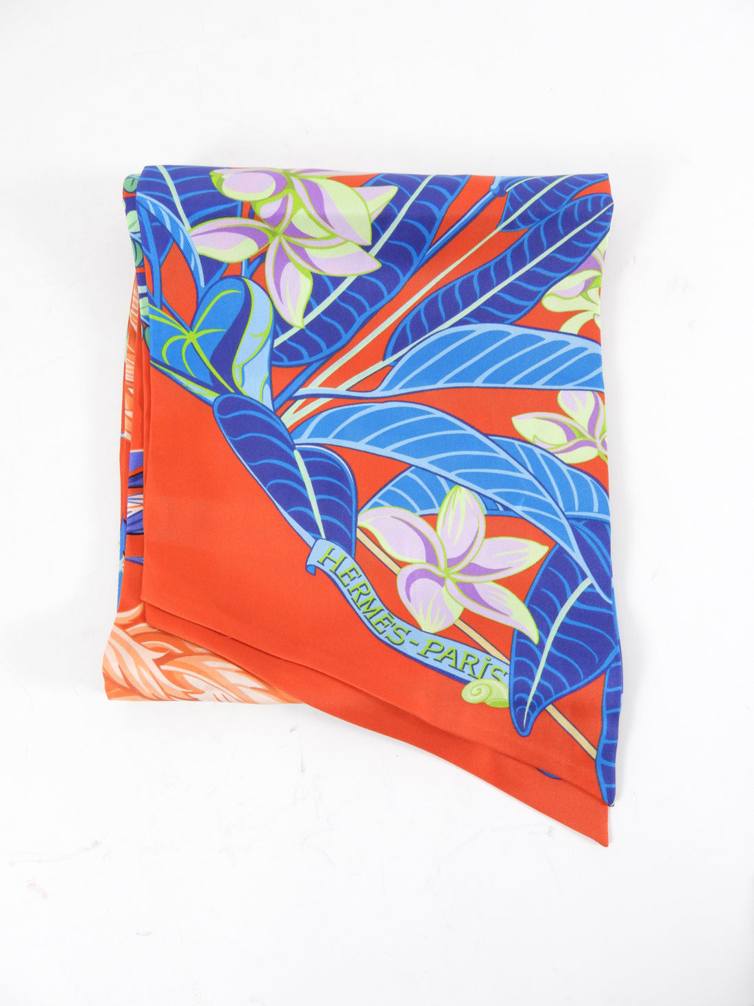 Hermes Flamingo Party Silk Maxi Twill Scarf Red Blue Lime
