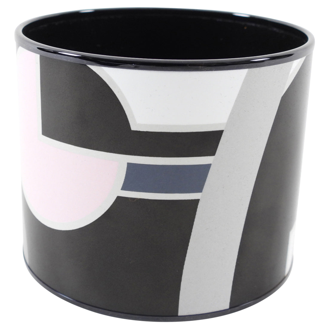 Hermes Black White Grey Pink Mega Wide Enamel Bangle Bracelet