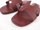 Hermes Burgundy Oran H Flat Sandals - 42