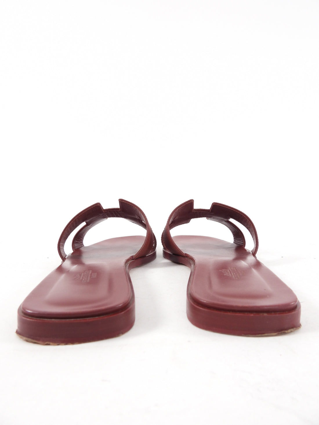 Hermes Burgundy Oran H Flat Sandals - 42