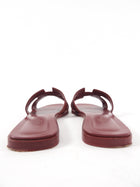 Hermes Burgundy Oran H Flat Sandals - 42