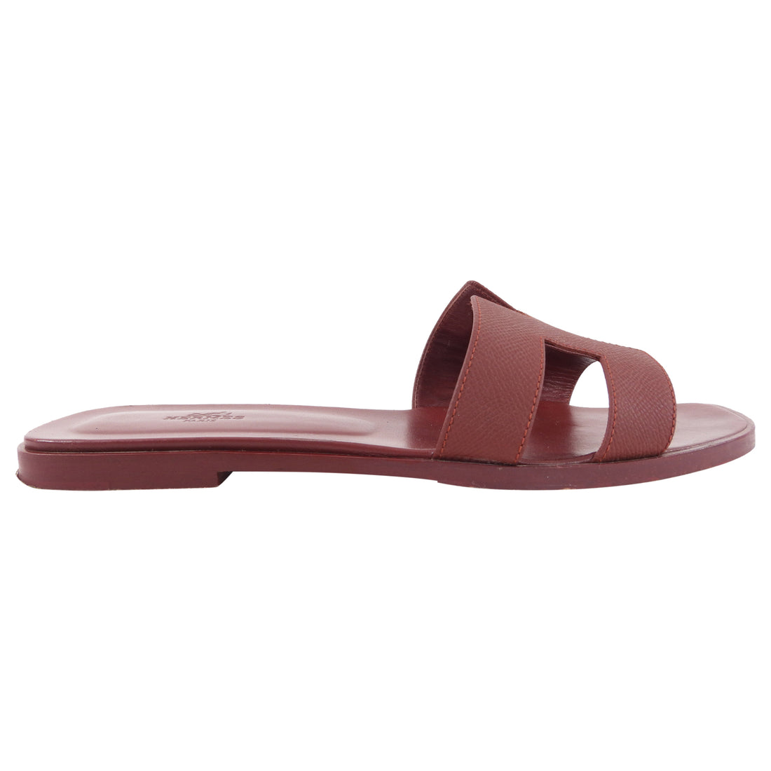 Hermes Burgundy Oran H Flat Sandals 42