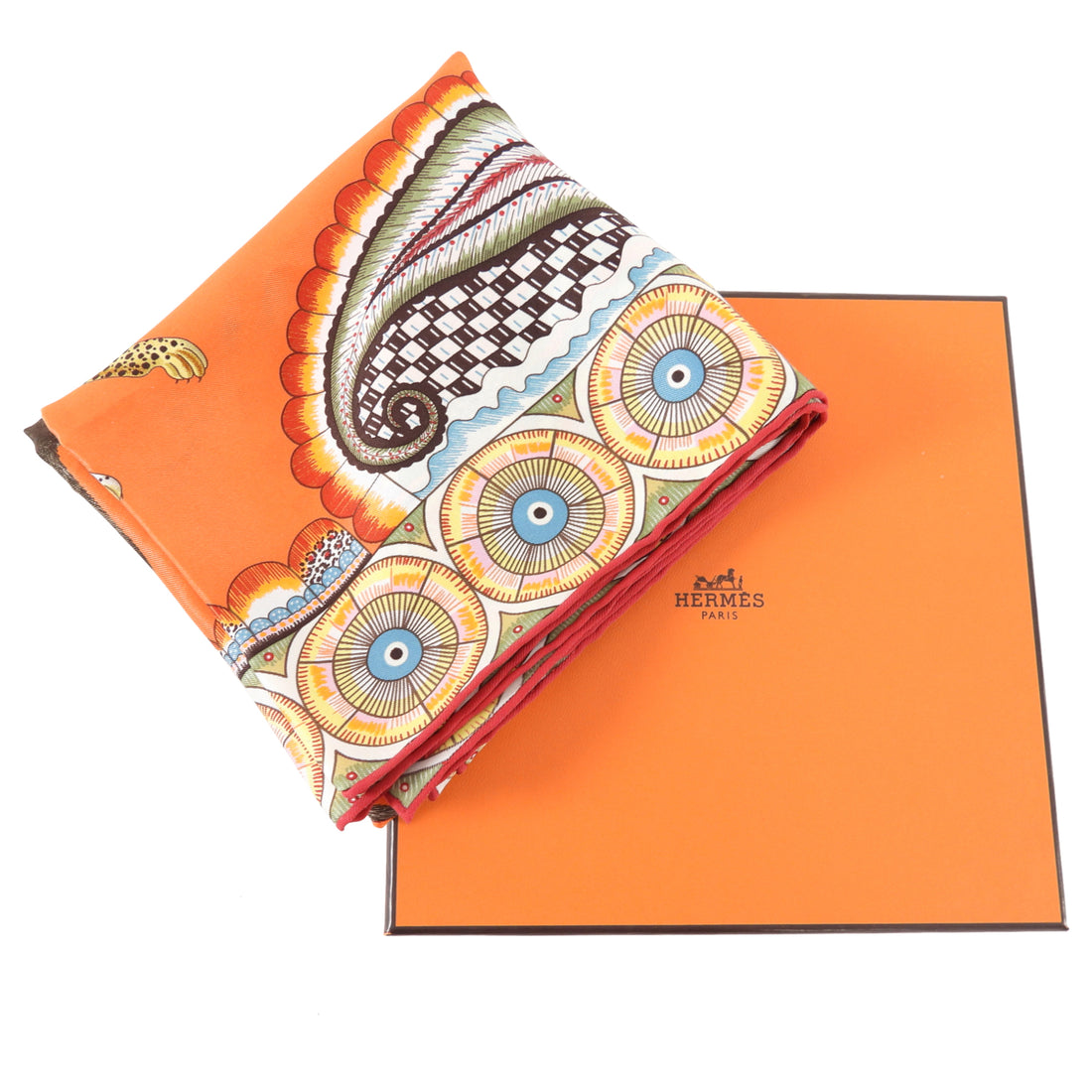 Hermes The Savana Dance 70cm Orange Silk Scarf