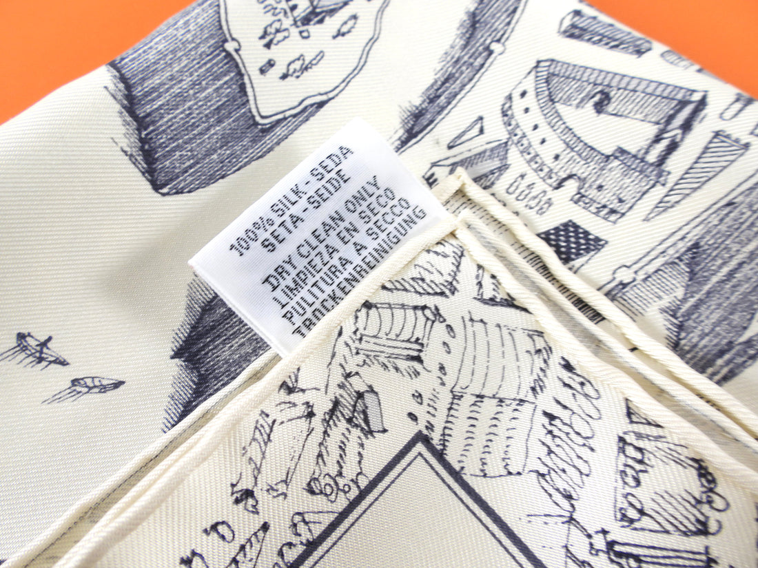 Hermes La Cite Cavaliere Cityscape Map with Horse 90cm Silk Scarf