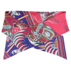Hermes Carre en Carres Silk Maxi Twilly Scarf Violet, Burgundy, Teal