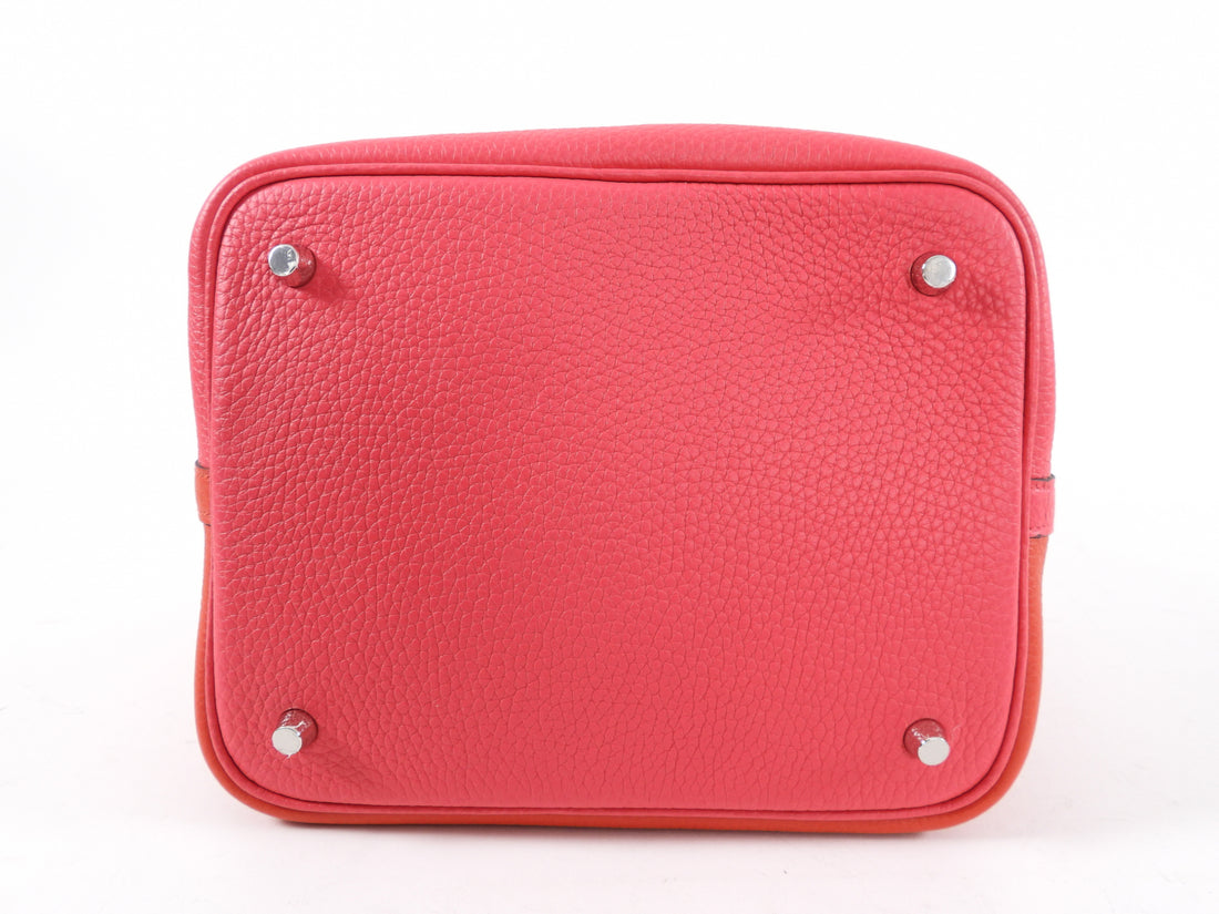 Hermes Picotin Lock 22  Bag Clemence - Rouge Coeur / Rose Extreme / Zanzibar