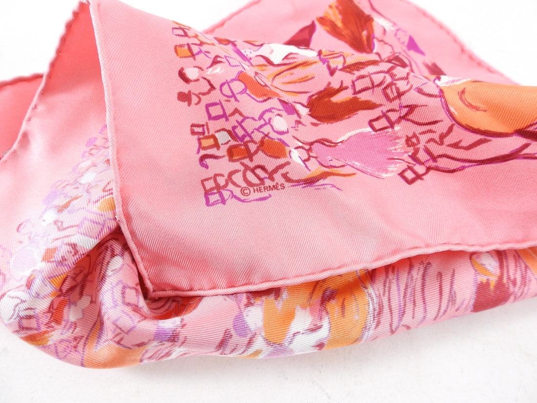 Hermes Pink Silk Paddock 45cm Scarf