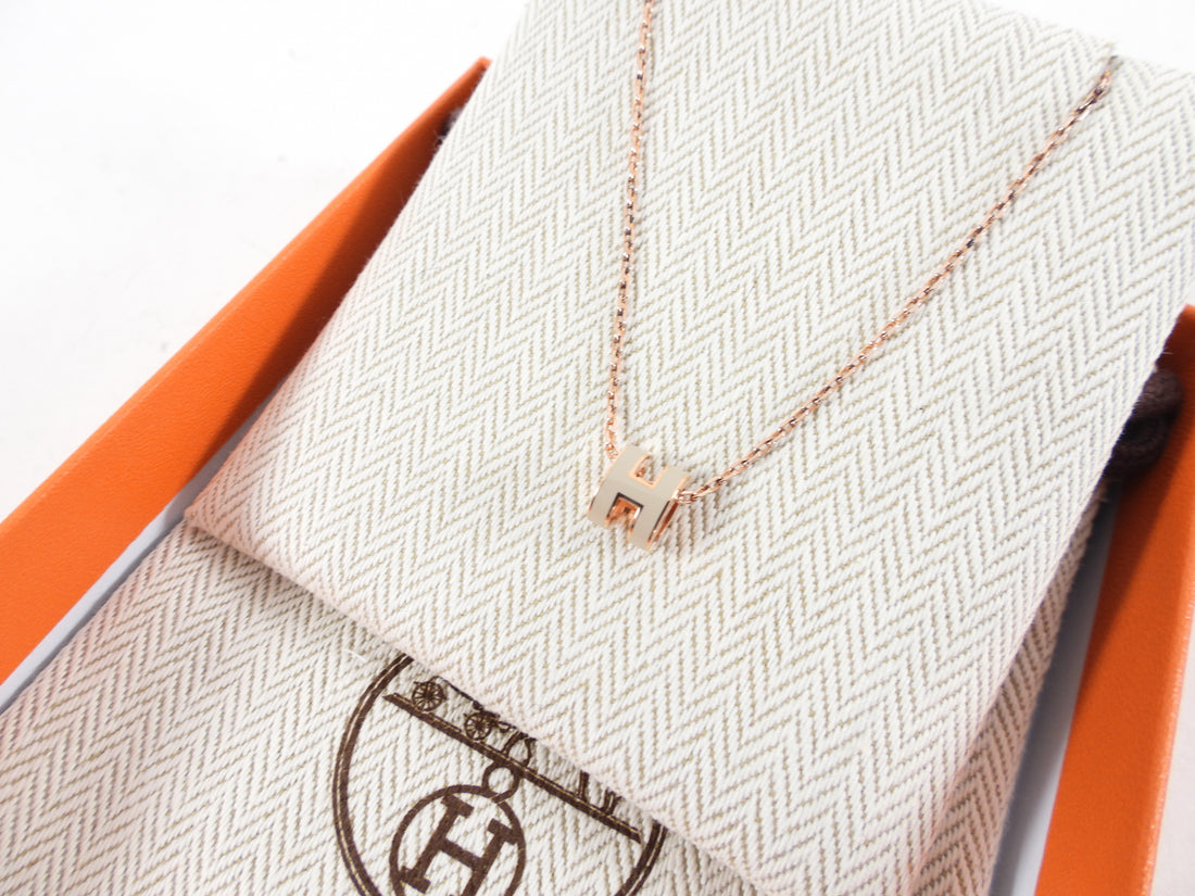 Hermes Mini Pop H Pendant Necklace Marron Glace