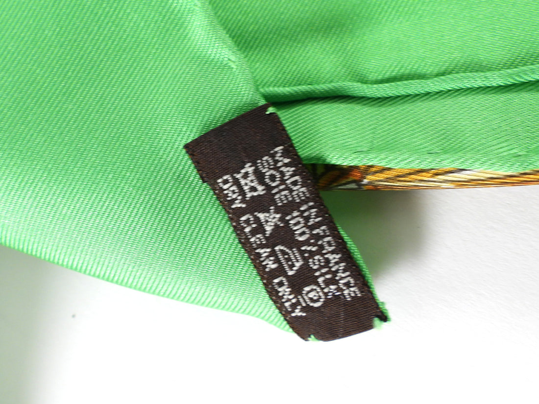 Hermes Green and brown La Danse du Cheval Marwari 90cm Silk Scarf