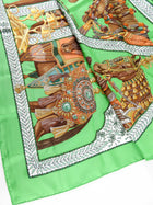 Hermes Green and brown La Danse du Cheval Marwari 90cm Silk Scarf