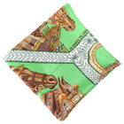 Hermes Green and brown La Danse du Cheval Marwari 90cm Silk Scarf