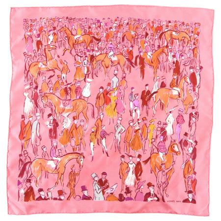 Hermes Pink Silk Paddock 45cm Scarf