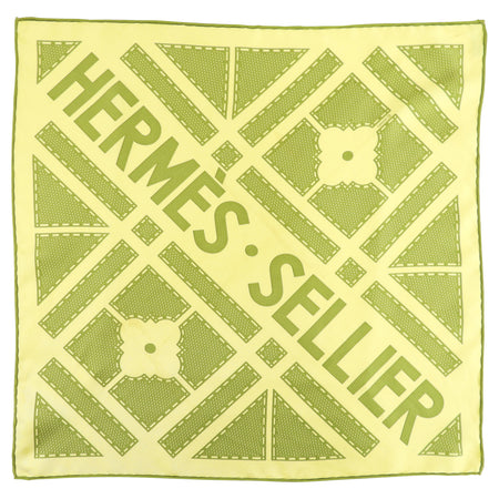 Hermes Lime Green 45cm Silk Sellier Logo Scarf