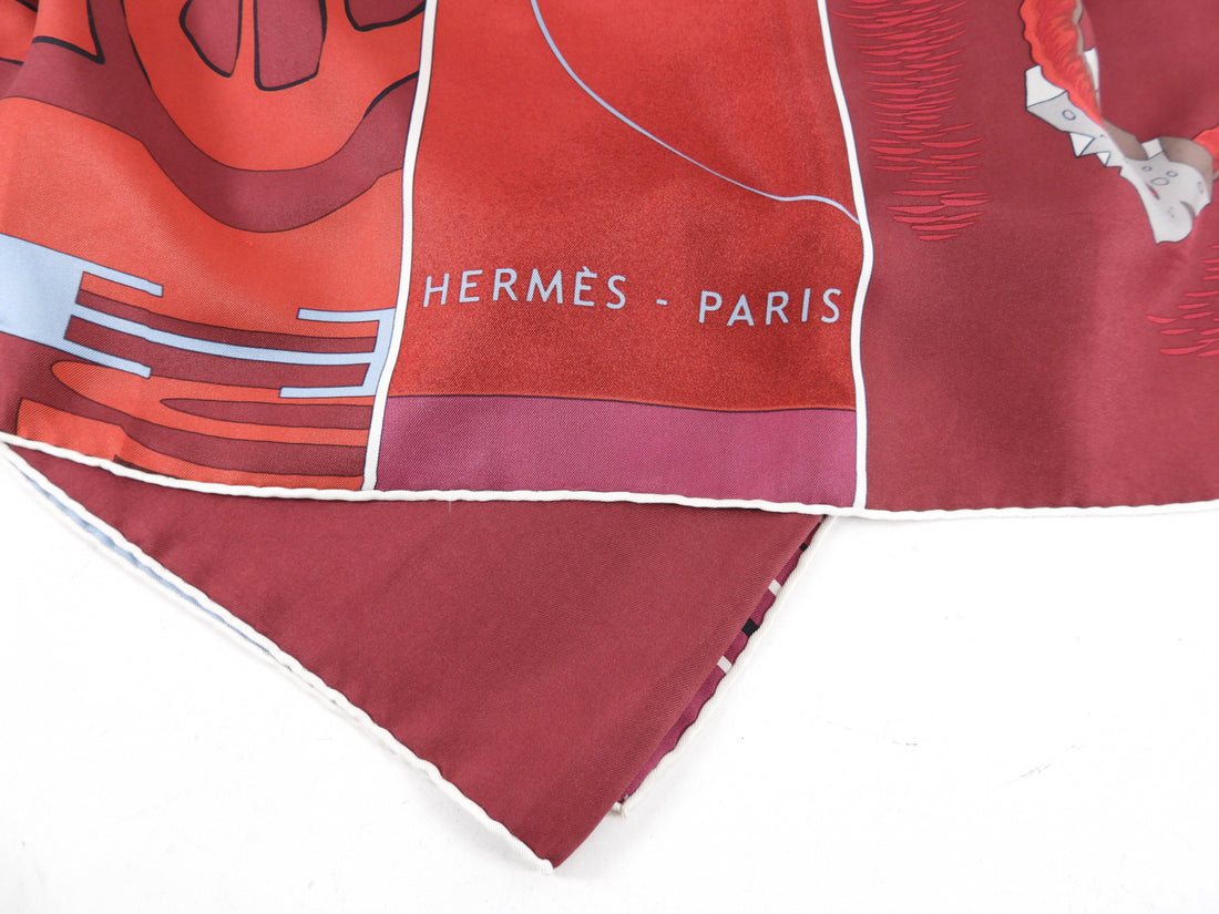 Hermes Caleche, Mors & Bouteilles Silk 140cm Shawl Scarf