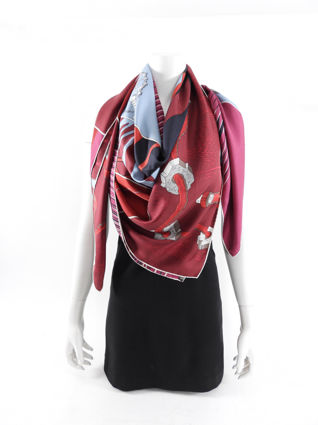 Hermes Caleche, Mors & Bouteilles Silk 140cm Shawl Scarf