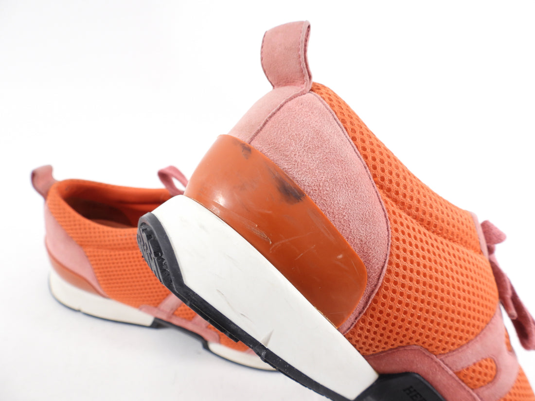 Hermes Orange Mesh Sneakers - 39.5