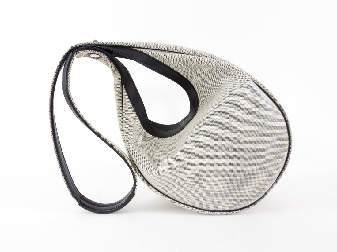 Hermes Vintage 2000's Black Leather and Toile Sac Luco Hobo Bag