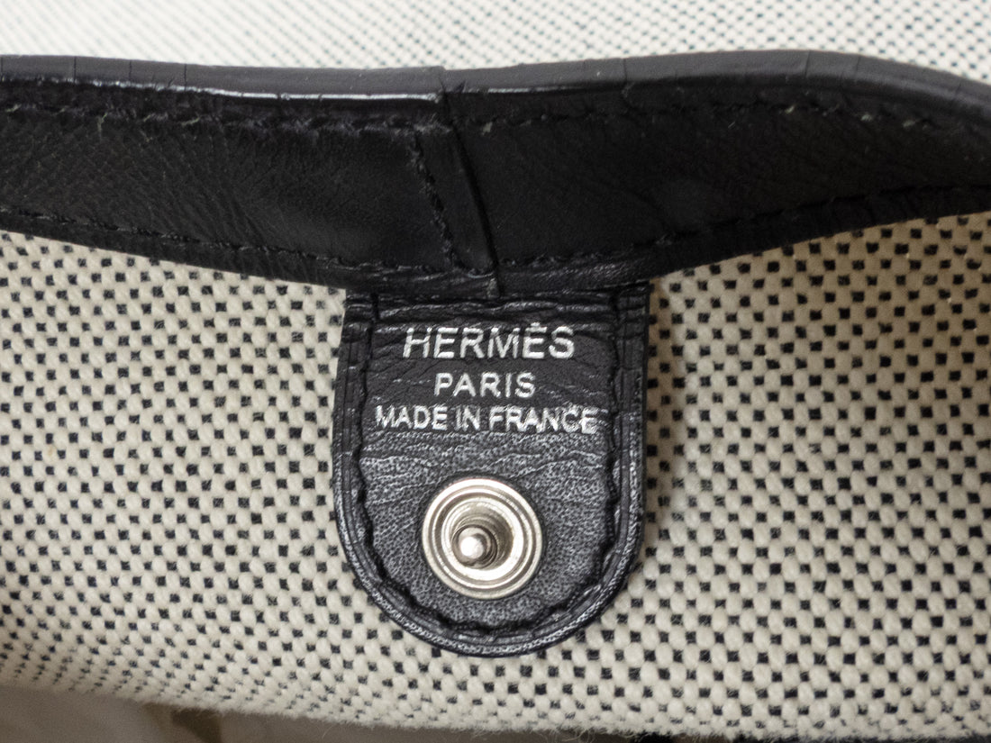 Hermes Vintage 2000's Black Leather and Toile Sac Luco Hobo Bag