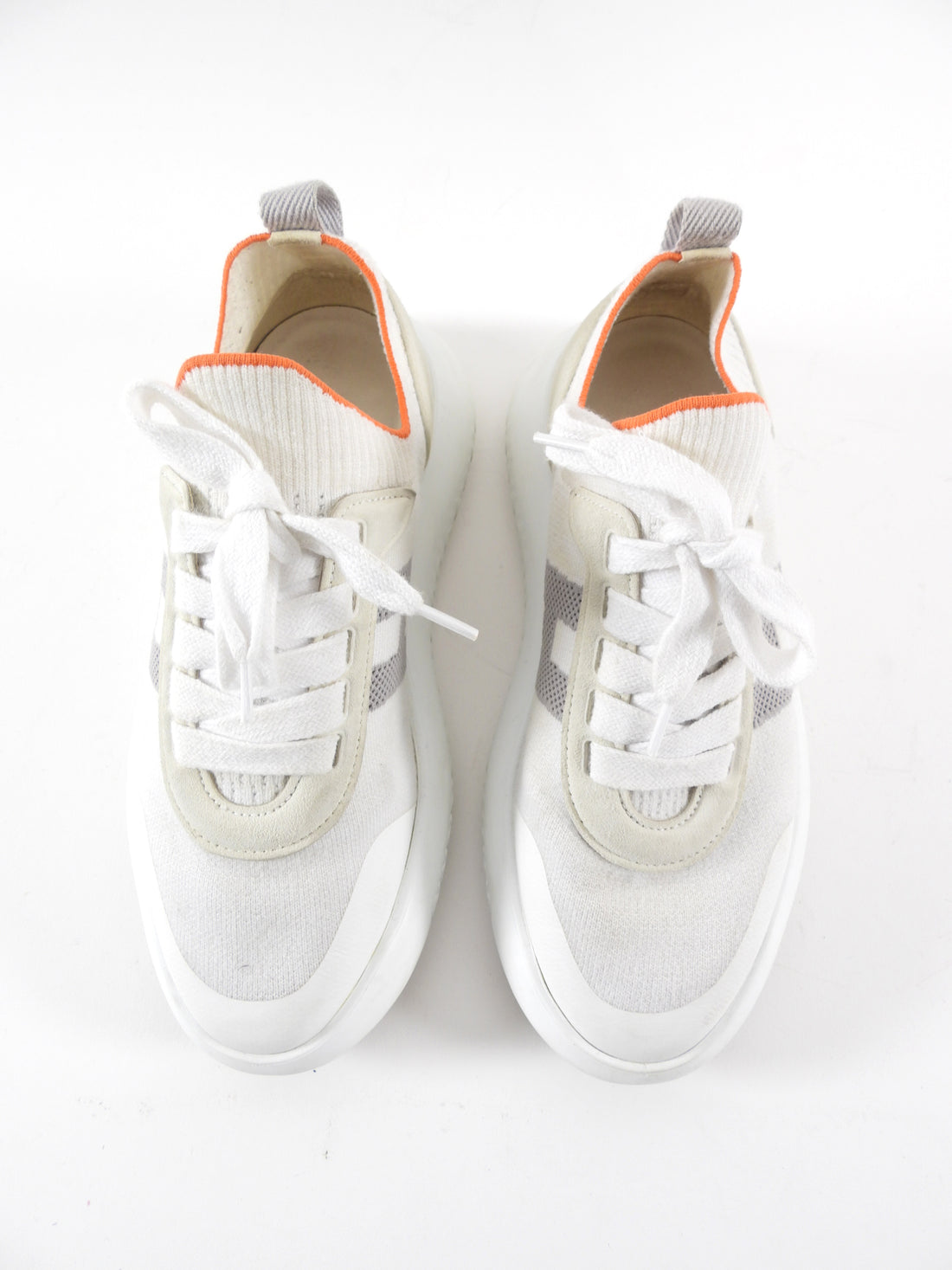 Hermes White Stretch Sock Crew Sneakers - 35.5