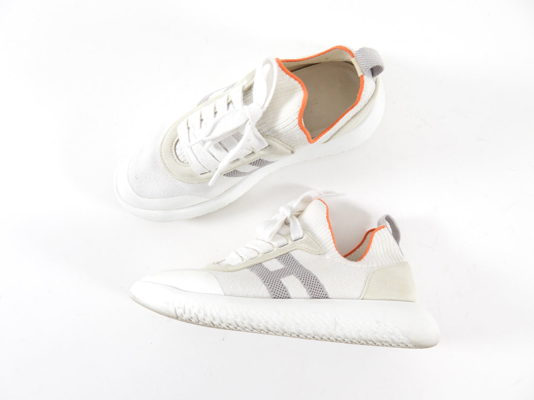 Hermes White Stretch Sock Crew Sneakers - 35.5
