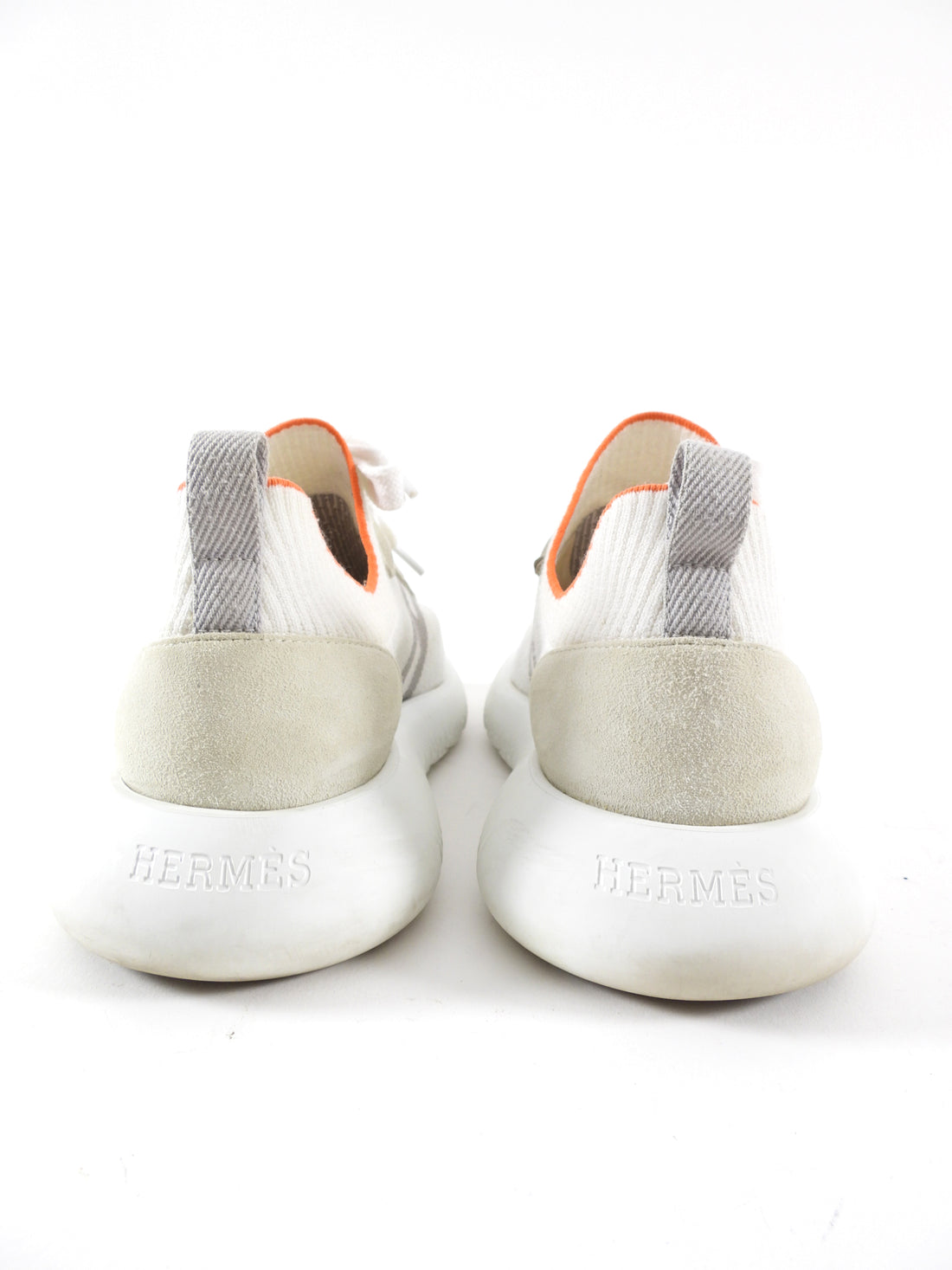 Hermes White Stretch Sock Crew Sneakers - 35.5