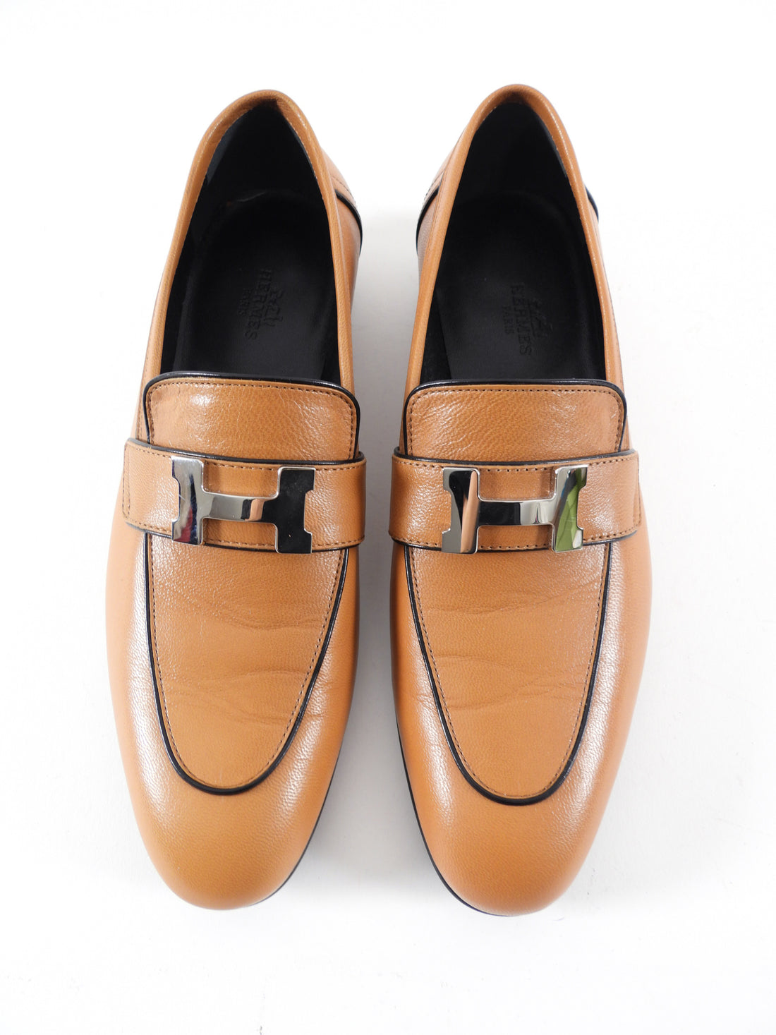 Hermes Tan Leather Paris Loafer with PHW H Buckle - 36.5
