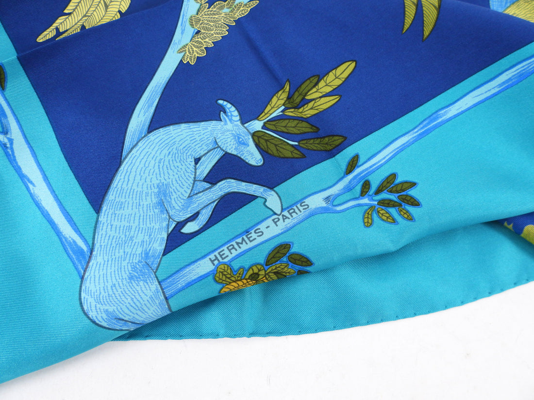 Hermes Alphabet 3 Blue Silk 90cm Scarf