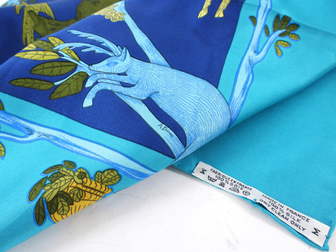 Hermes Alphabet 3 Blue Silk 90cm Scarf
