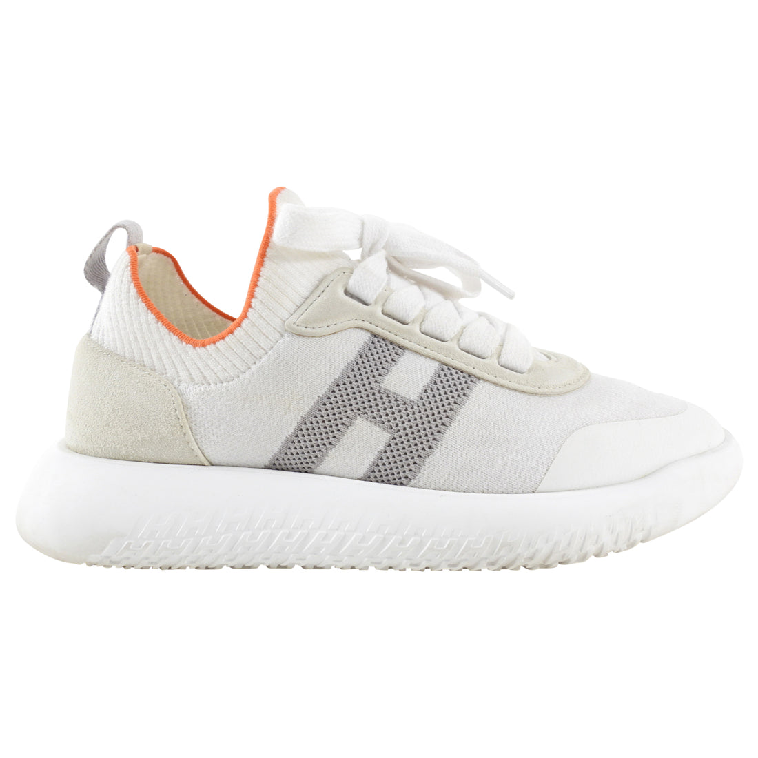 Hermes White Stretch Sock Crew Sneakers - 35.5