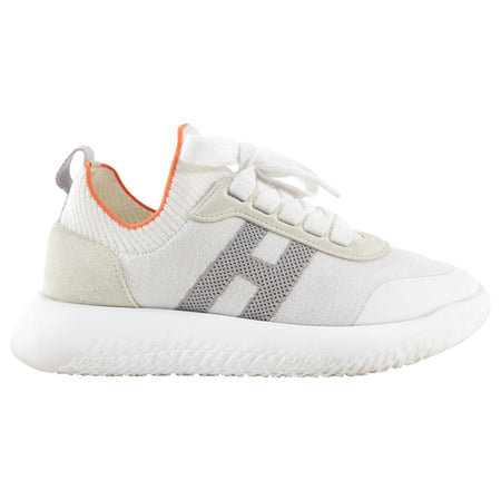 Hermes White Stretch Sock Crew Sneakers - 35.5