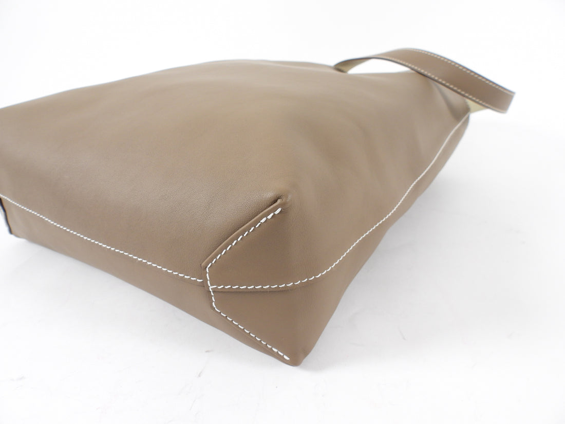 Hermes Taupe Craie Neo Double Sens 35 Swift Leather Reversible Tote Bag