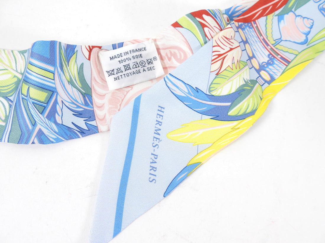 Hermes Silk Twilly - Yellow, Pink, Blue, Lime