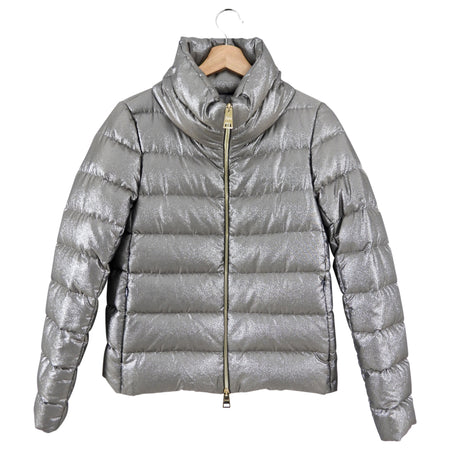 Herno Silver Shimmer Puffer Jacket - IT42 / S