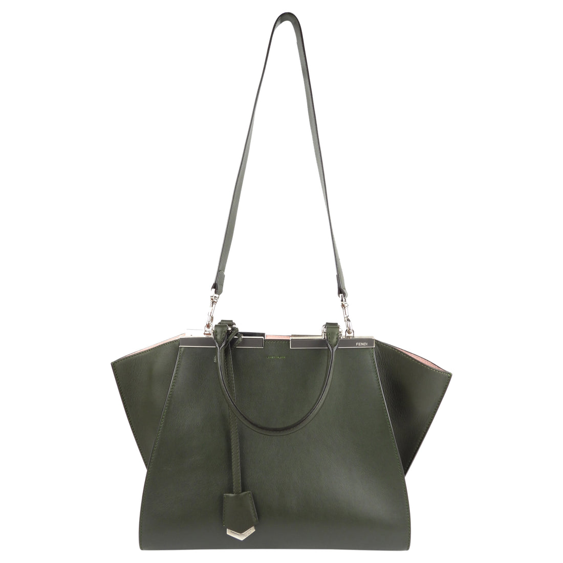 Fendi Dark Green Leather 3Jours Two Way Tote Bag