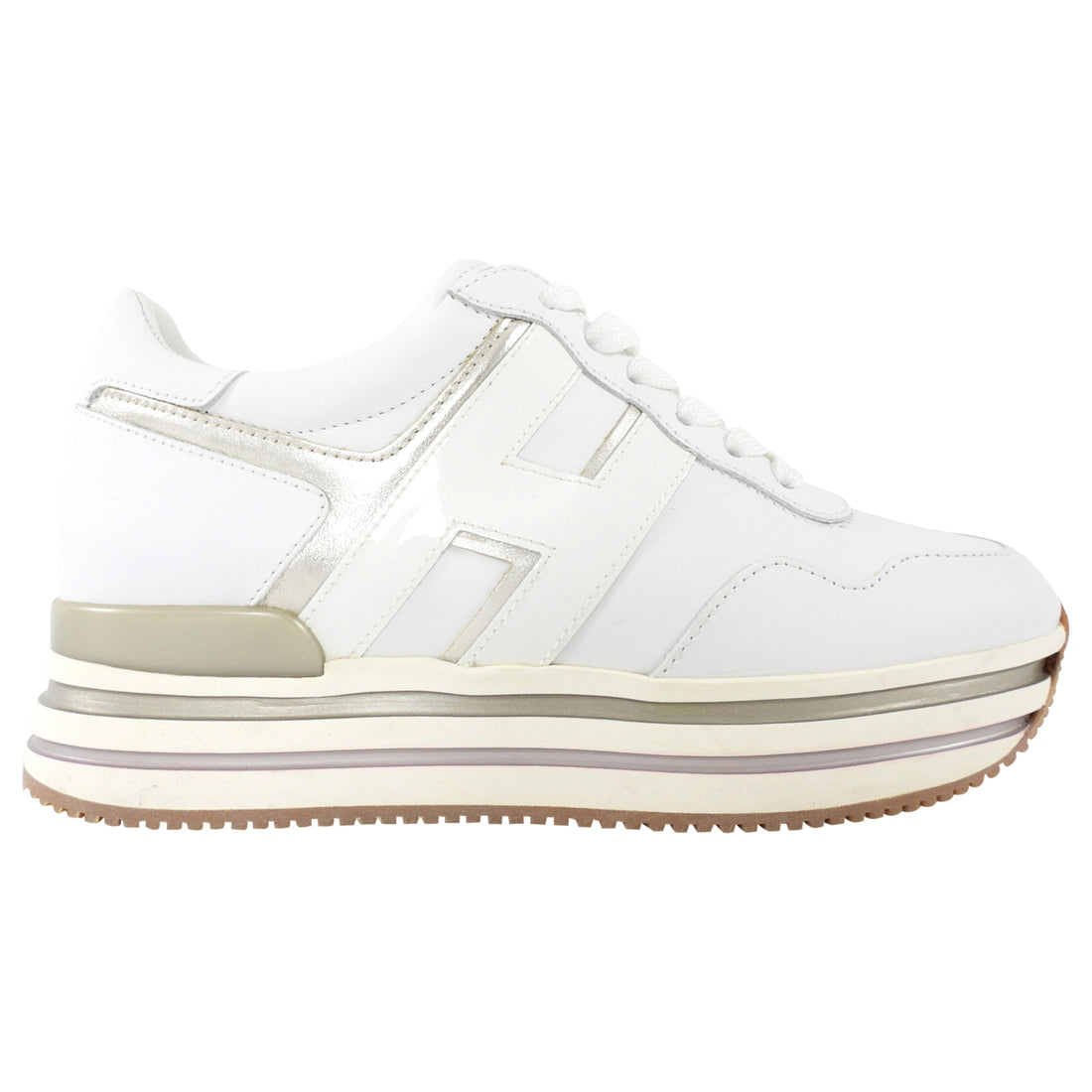 Hogan White Leather Midi H222 Platform Sneakers - 36.5