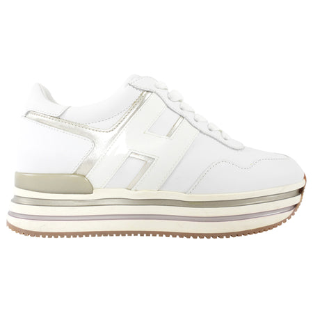Hogan White Leather Midi H222 Platform Sneakers - 36.5