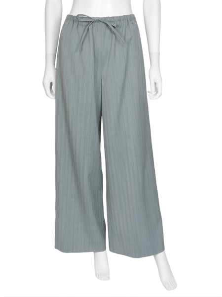 Iris von Arnim Green Vista Pocket Herringbone Straight Drawstring Pant - 36