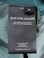 Iris von Arnim Green Vista Pocket Herringbone Straight Drawstring Pant - 36