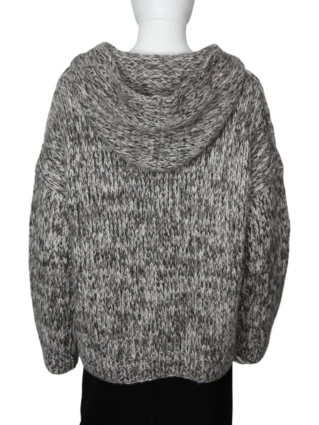 Iris von Arnim Taupe Ecru Helenia Hand-knit Chunky Cardigan Sweater - S