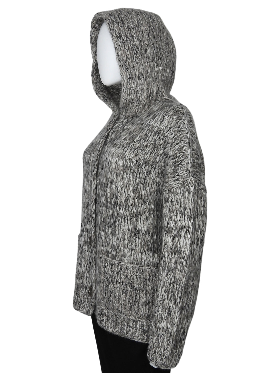 Iris von Arnim Taupe Ecru Helenia Hand-knit Chunky Cardigan Sweater - S