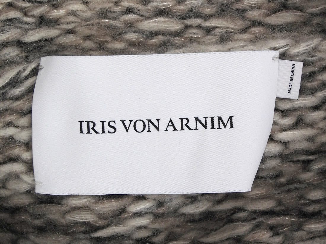 Iris von Arnim Taupe Ecru Helenia Hand-knit Chunky Cardigan Sweater - S