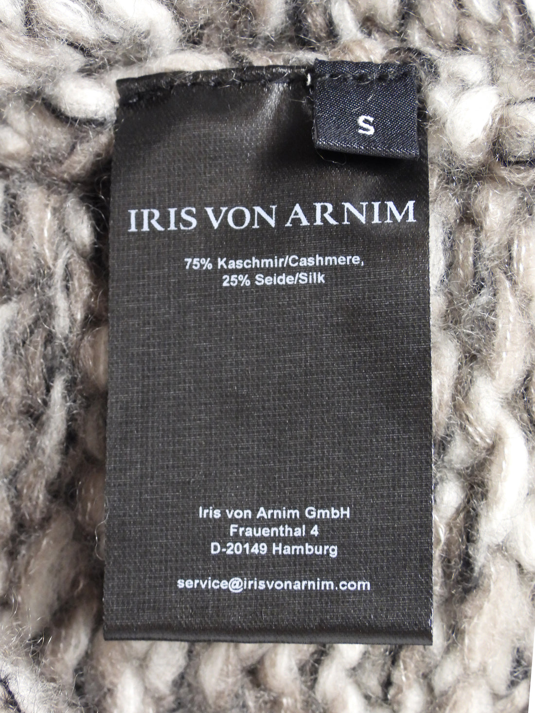 Iris von Arnim Taupe Ecru Helenia Hand-knit Chunky Cardigan Sweater - S