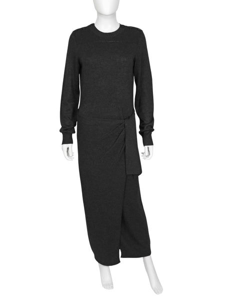 Isabel Marant Charcoal Grey Jozira Knit Maxi Wrap Knot Dress - 38