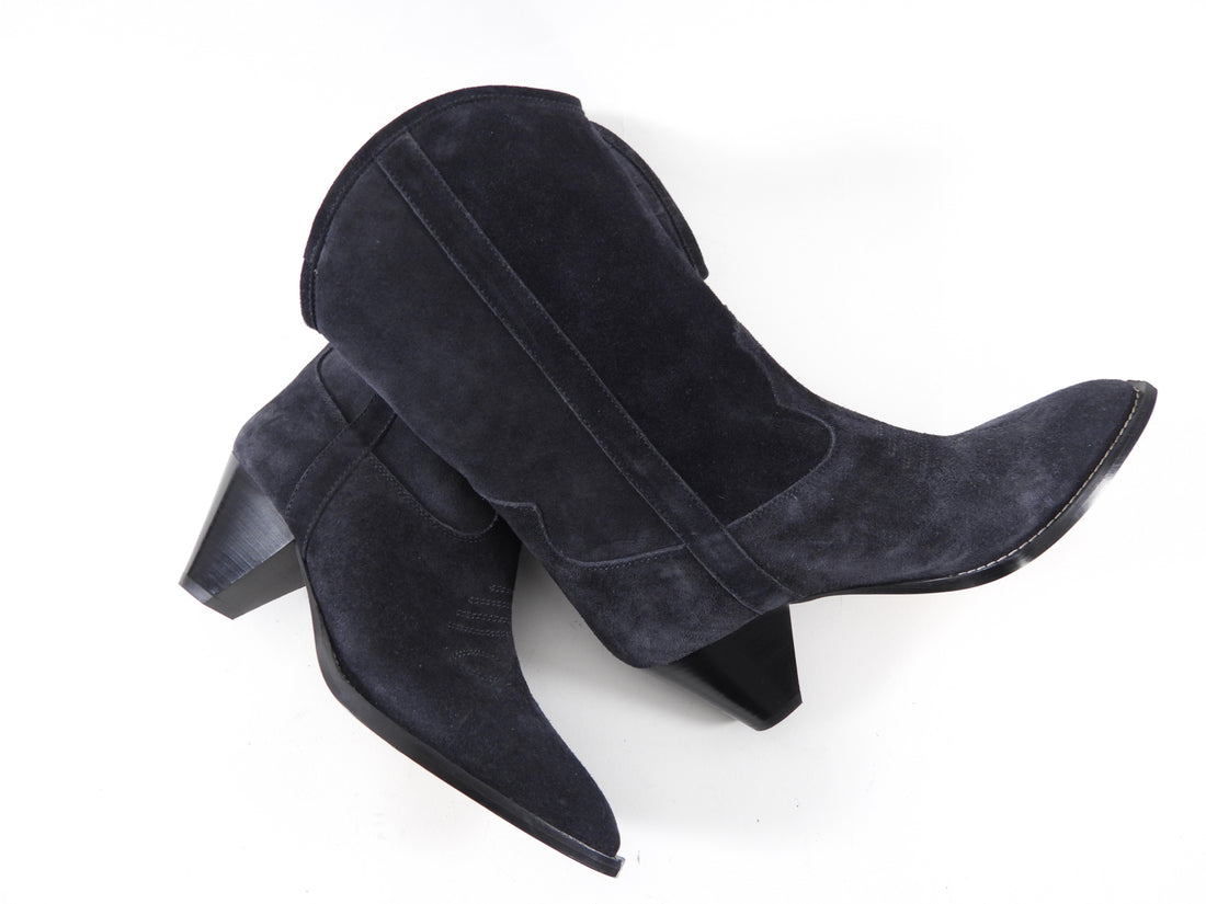 Isabel Marant Navy Suede Suede Cowboy Boots - 37