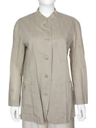 Issey Miyake Beige Vintage Collarless Lightweight Wool Blend Jacket -  S