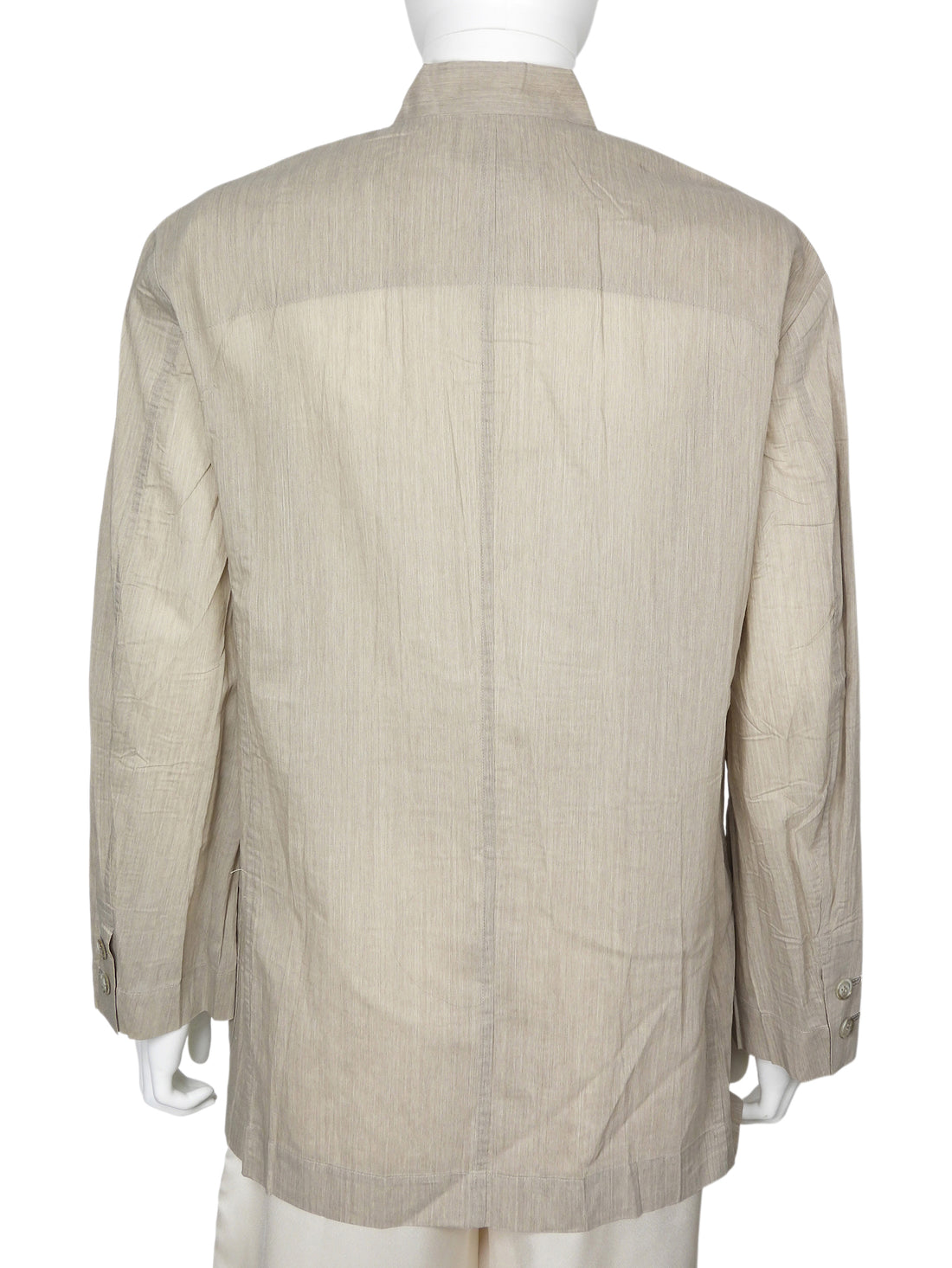 Issey Miyake Beige Vintage Collarless Lightweight Wool Blend Jacket -  S
