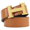 Hermes Tan Brown Vintage 1975 Leather Goldtone H Constance Belt - 30.5"