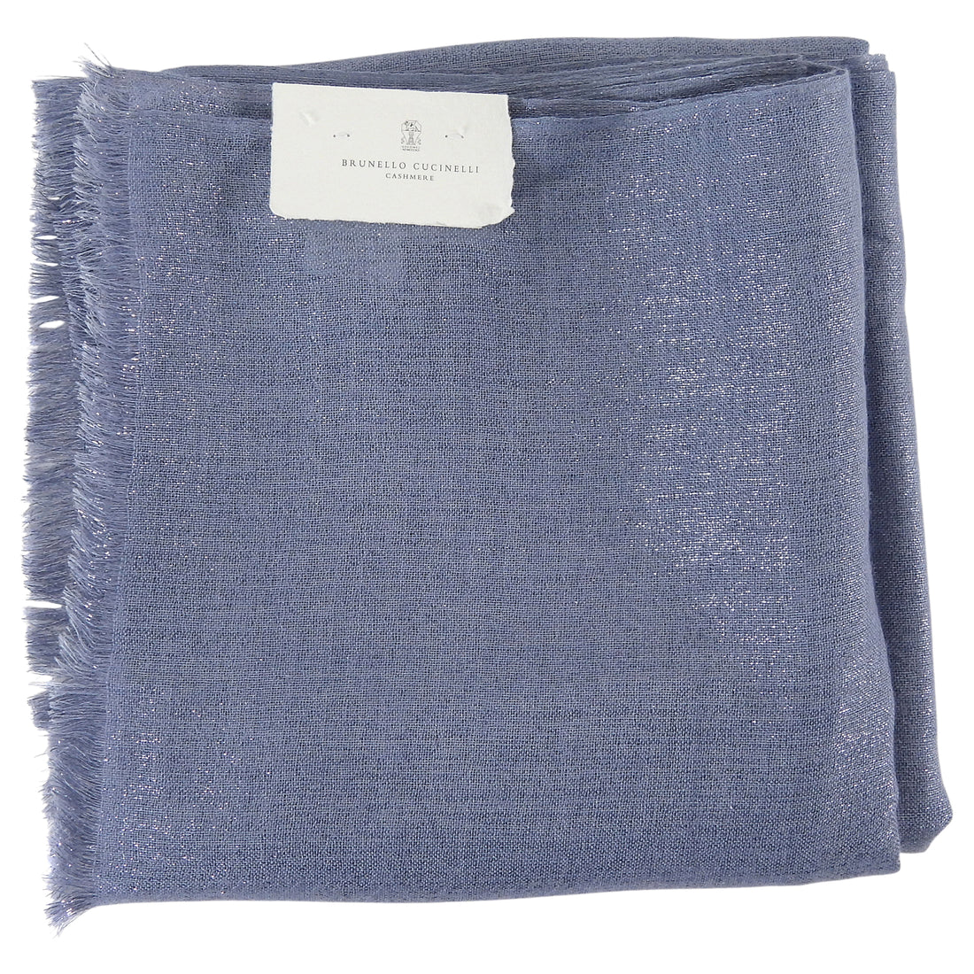 Brunello Cucinelli Steel Blue Grey Cashmere Blend Shimmer Shawl Scarf