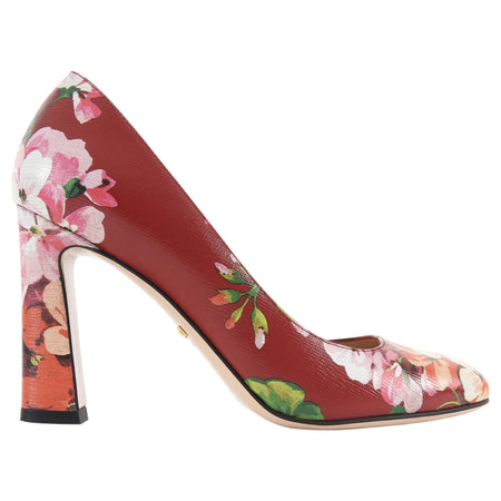 Gucci Red Blooms Floral 90mm Pumps - 36